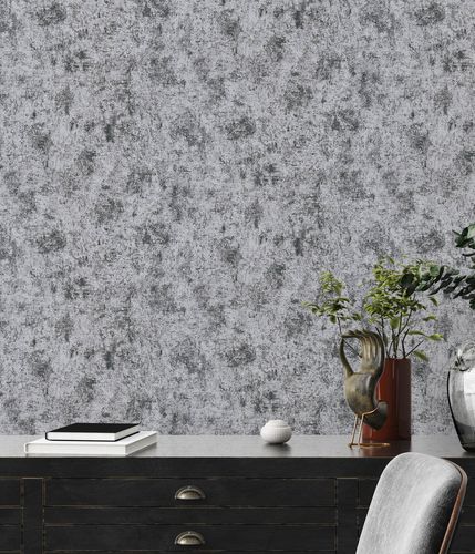 Non-Woven Wallpaper Concrete Look Black Silver 38969-6