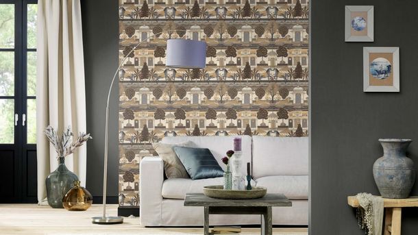 Rasch non-woven wallpaper oriental beige grey 746228