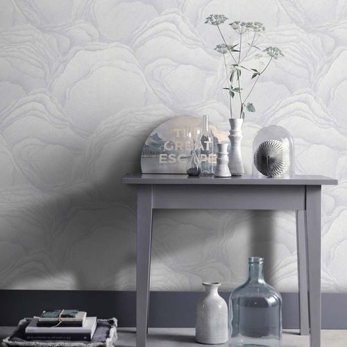 Non-woven wallpaper stone look grey gloss glitter 10298-31