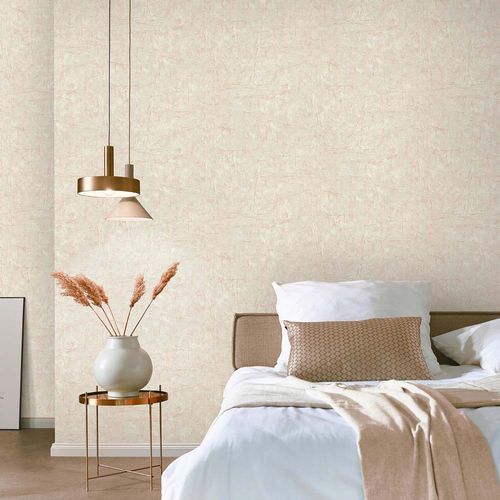 Non-woven wallpaper plaster look beige cream 10315-02