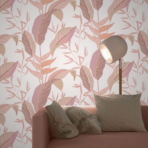 Non-woven wallpaper Elle leaves pink gold metallic 10332-05