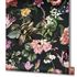 Non-woven wallpaper flowers leaves black pink green 47460 3