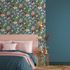 Non-Woven Wallpaper Flowers Leaves Petrol Green Pink 47462 1