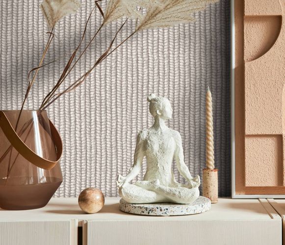 Non-woven wallpaper knitted pattern 3D look brown 47485