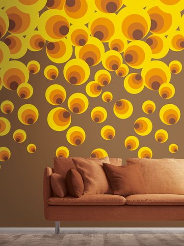 Photo Wallpaper retro circles brown yellow orange 39258-1