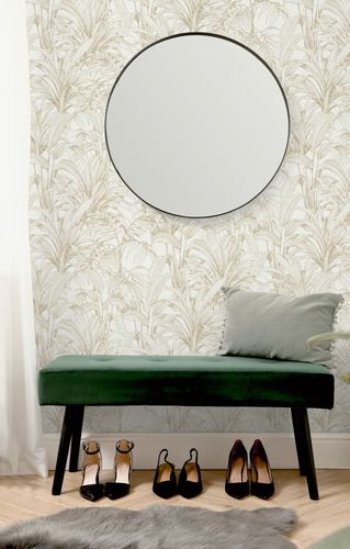 Non-Woven Wallpaper Leaves Cream Gold Metallic A51402