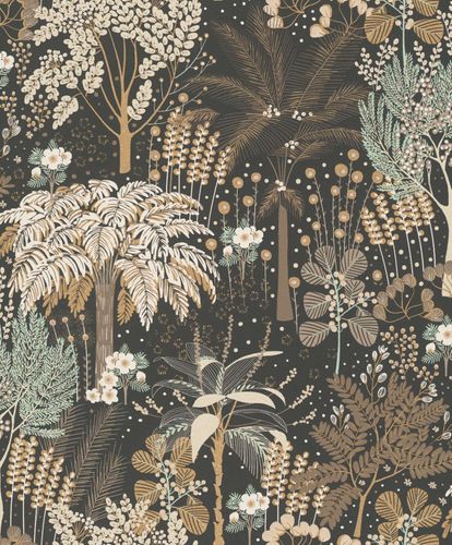 Non-Woven Wallpaper Jungle Black Gold Metallic A54801