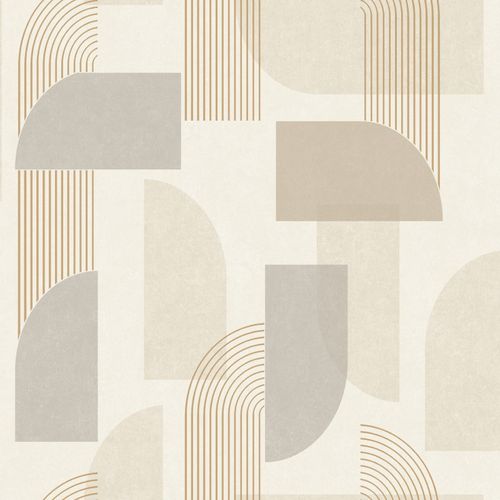 Wallpaper graphic pattern beige gray gold metallic