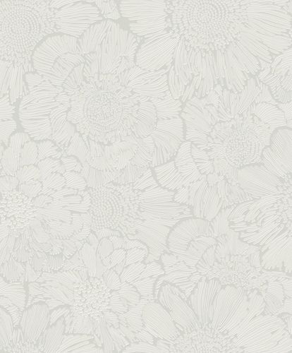 Non-Woven Wallpaper Floral Abstract grey White A56401