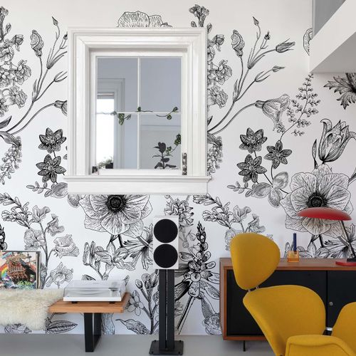 Wall Mural Floral Illustration White Black ML1601