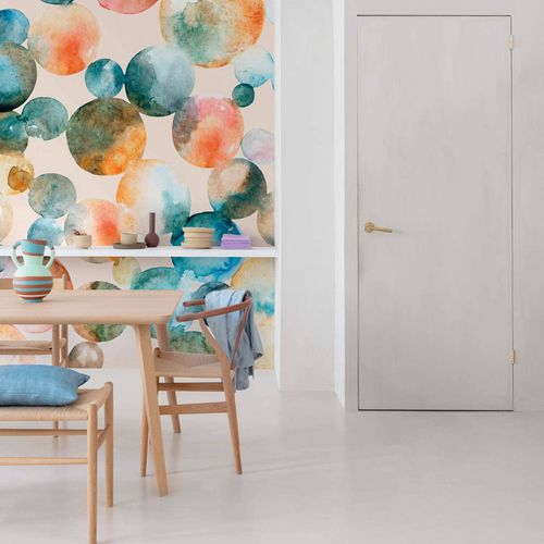 Wall Mural Circles Watercolor Orange Blue Red ML4101