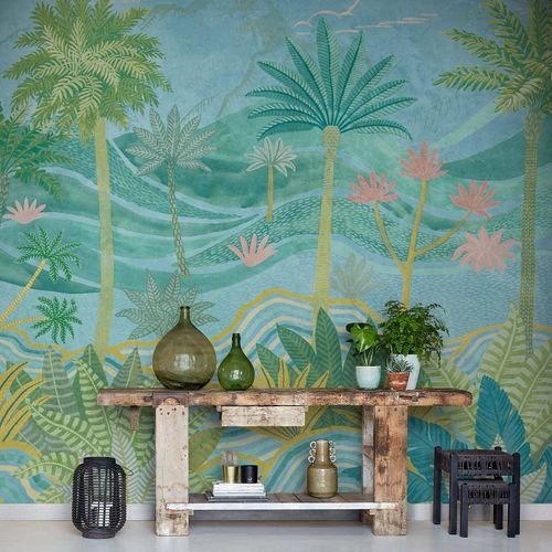 Wall Mural Tropical Trees Blue Green Turquoise ML6902