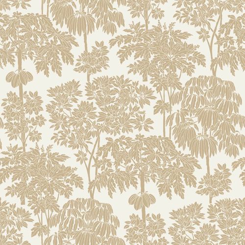 Non-Woven Wallpaper Trees White Gold Metallic A63401