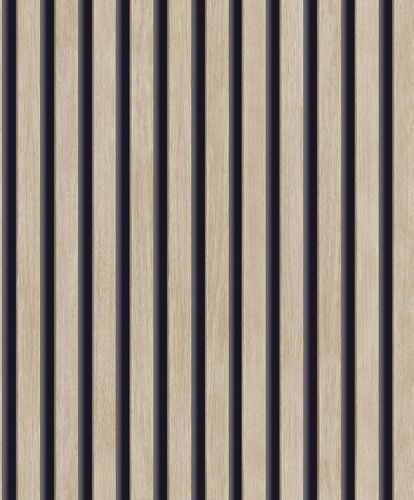 Non-woven wallpaper wood look stripes beige black A63601