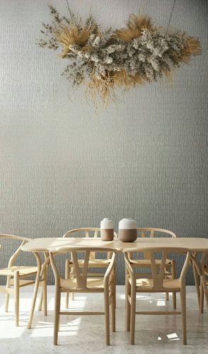 Non-woven wallpaper fabric look grey beige metallic 34503