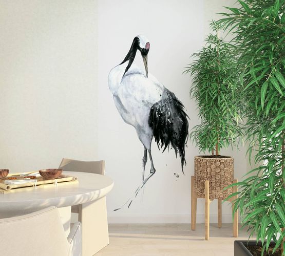 Digital print bird watercolor black white grey 34594