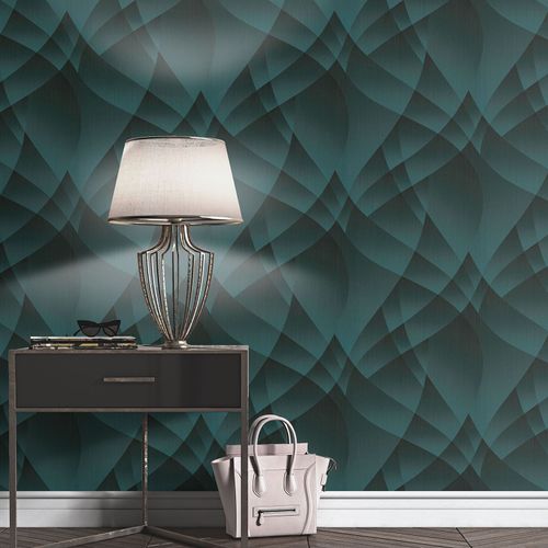 Wallpaper Guido Maria Kretschmer Graphic Turquoise Black