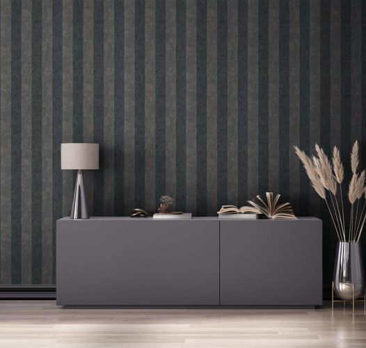 GZSZ non-woven wallpaper stripes black brown metallic