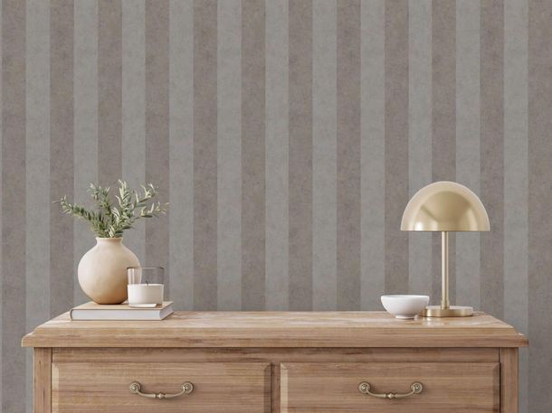 GZSZ non-woven wallpaper stripes brown grey metallic