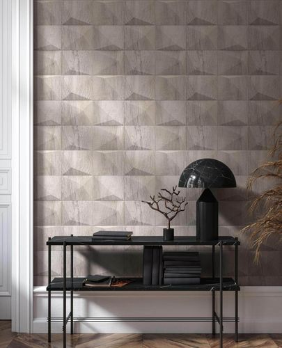 GZSZ non-woven wallpaper wood look beige grey 34853