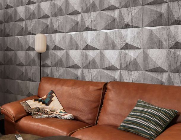 GZSZ non-woven wallpaper wood look grey anthracite 34855