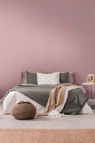 Non-woven wallpaper circles retro orange purple 39537-2