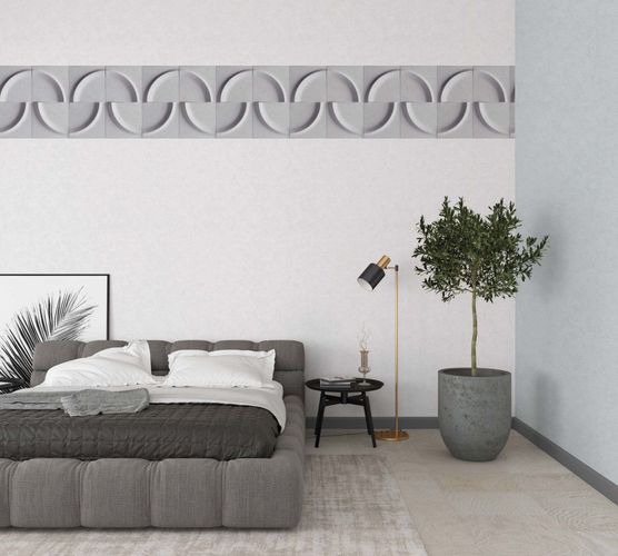 Non-woven wallpaper 3D effect circles light grey 34463