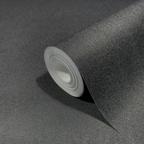 Non-woven wallpaper plain texture black 42024 Novamur