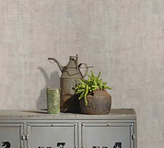 Non-woven wallpaper plain concrete look grey beige 81616