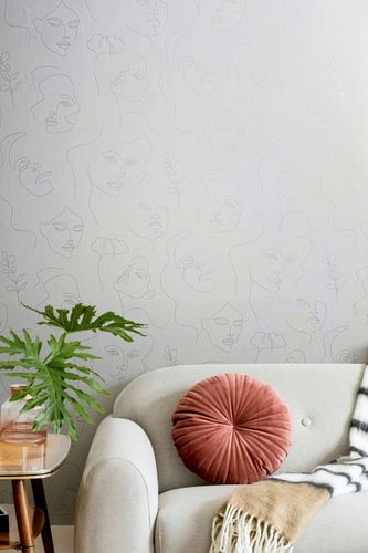 Non-woven wallpaper illustration cream metallic 82435