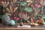 Non-woven wallpaper jungle black pink green 39348-1 6