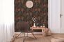 Non-woven wallpaper floral black orange 39349-5 8