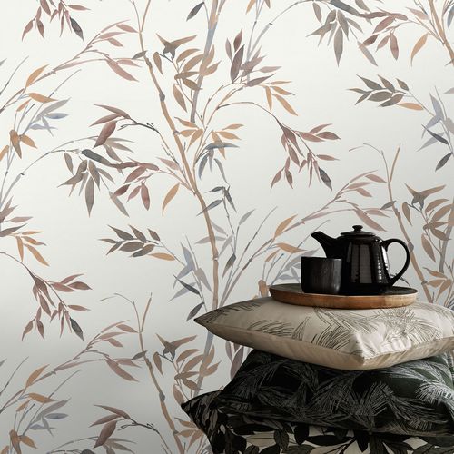 Non-woven wallpaper bamboo cream brown grey 10388-11