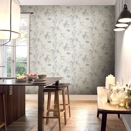 Non-woven wallpaper bamboo white grey beige 10388-38