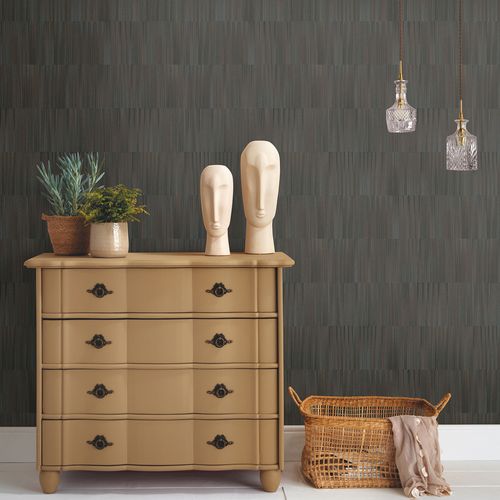 Non-woven wallpaper stripes lines abstract black 10398-47