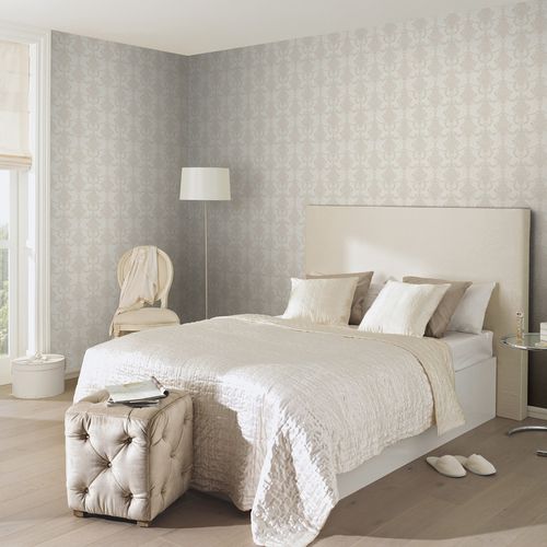 Non-woven wallpaper damask cream pearl metallic 10287-02