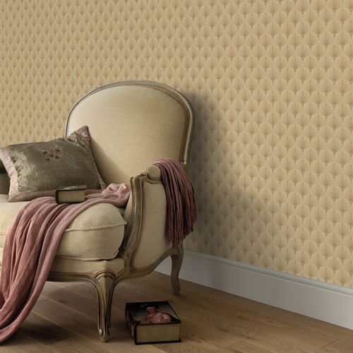 Non-woven wallpaper Art Deco beige gold metallic 10346-30