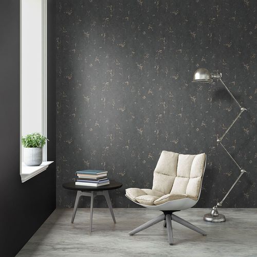 Non-woven wallpaper used look black gold metallic 10316-15