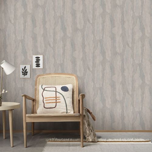 Non-woven wallpaper plaster look beige silver 10347-11