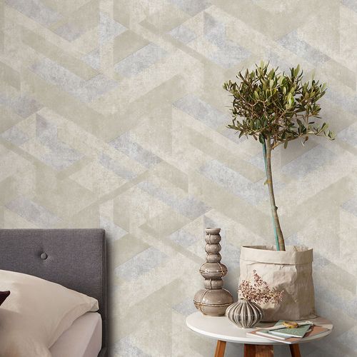 Non-woven wallpaper graphic beige grey metallic 10353-11