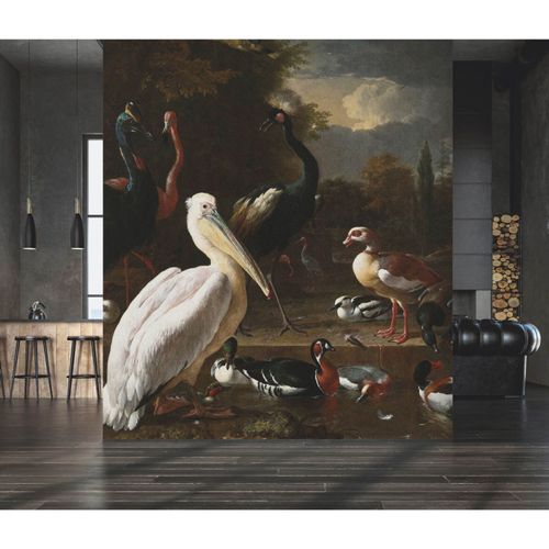 Photo Wallpaper Birds Park Pond Brown grey 2502V-11