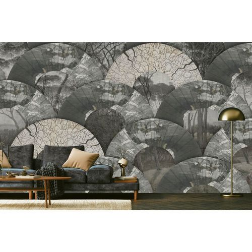 Photo Wallpaper Fan Landscape grey Black 2512N-11