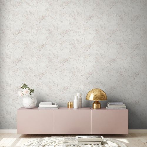 Non-woven wallpaper floral grey beige rose metallic 39650-3