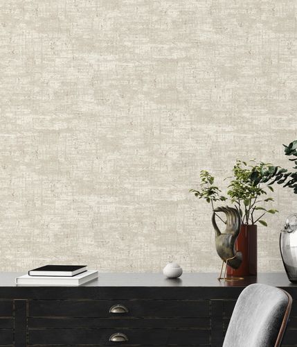 Non-woven wallpaper metal look beige gold metallic 39657-5