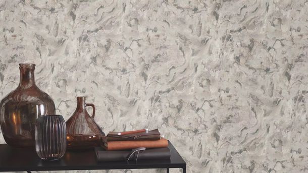 Non-woven wallpaper Rasch plaster look grey beige 514643