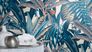 Non-woven wallpaper Rasch leaves cream blue beige 689501 5