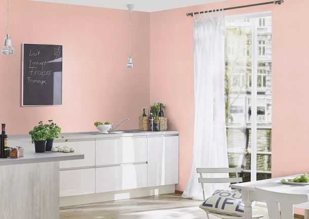 Non-woven wallpaper Rasch plain textile look pink 690736