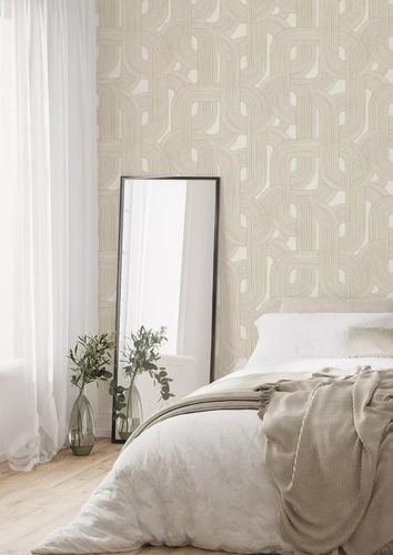 Non-woven wallpaper Rasch graphic cream gold 868111