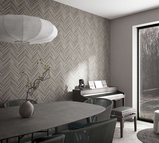 Non-woven wallpaper wood look effect grey brown 33380