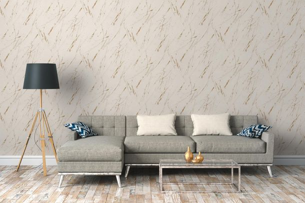 Non-woven wallpaper marble beige gold metallic 39336-4